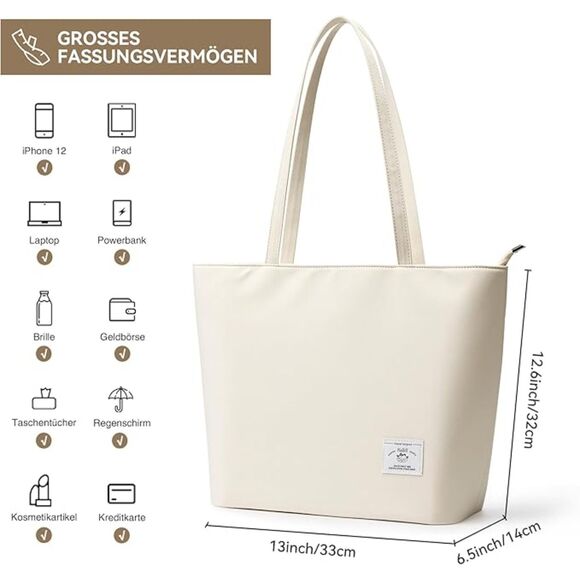 Women Beige Imported Casual Nylon Waterproof Lightweight Hobo Handbag - Picture 2 of 3